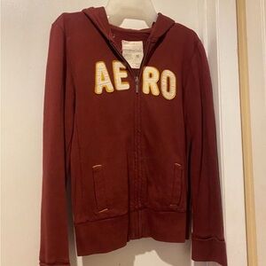 Aeropostale Maroon Hoodie with Yellow Accents Size M